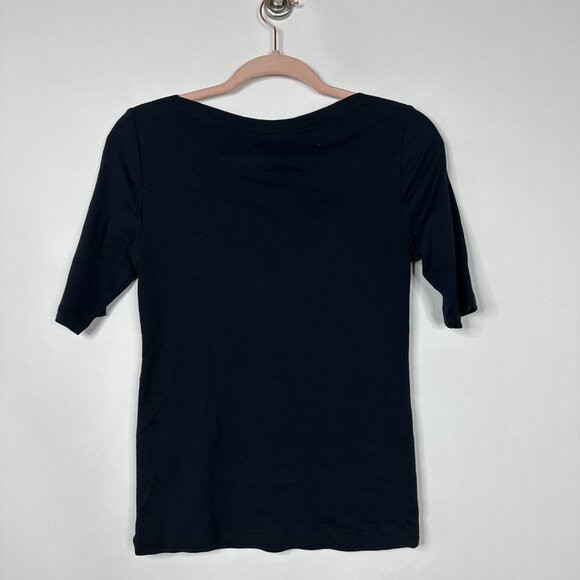 2/$24 Charter Club Luxury Pima Cotton Short Sleeve Tee Black XS #A0270 TRB2 - Picture 4 of 6
